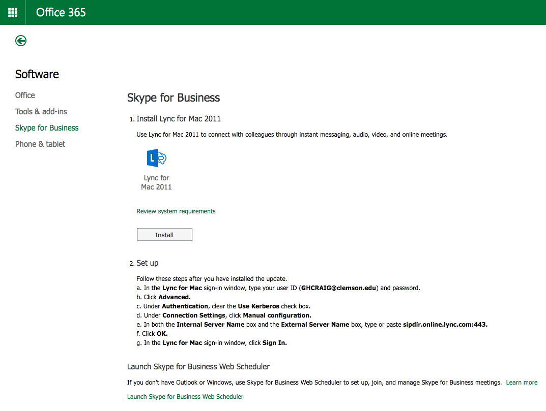 skype for business mac ntnu